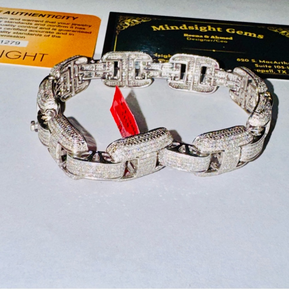 Real diamond gucci link custom made mens bracelet, 4.58 cttw FREE APPRAISAL, - Picture 7 of 8